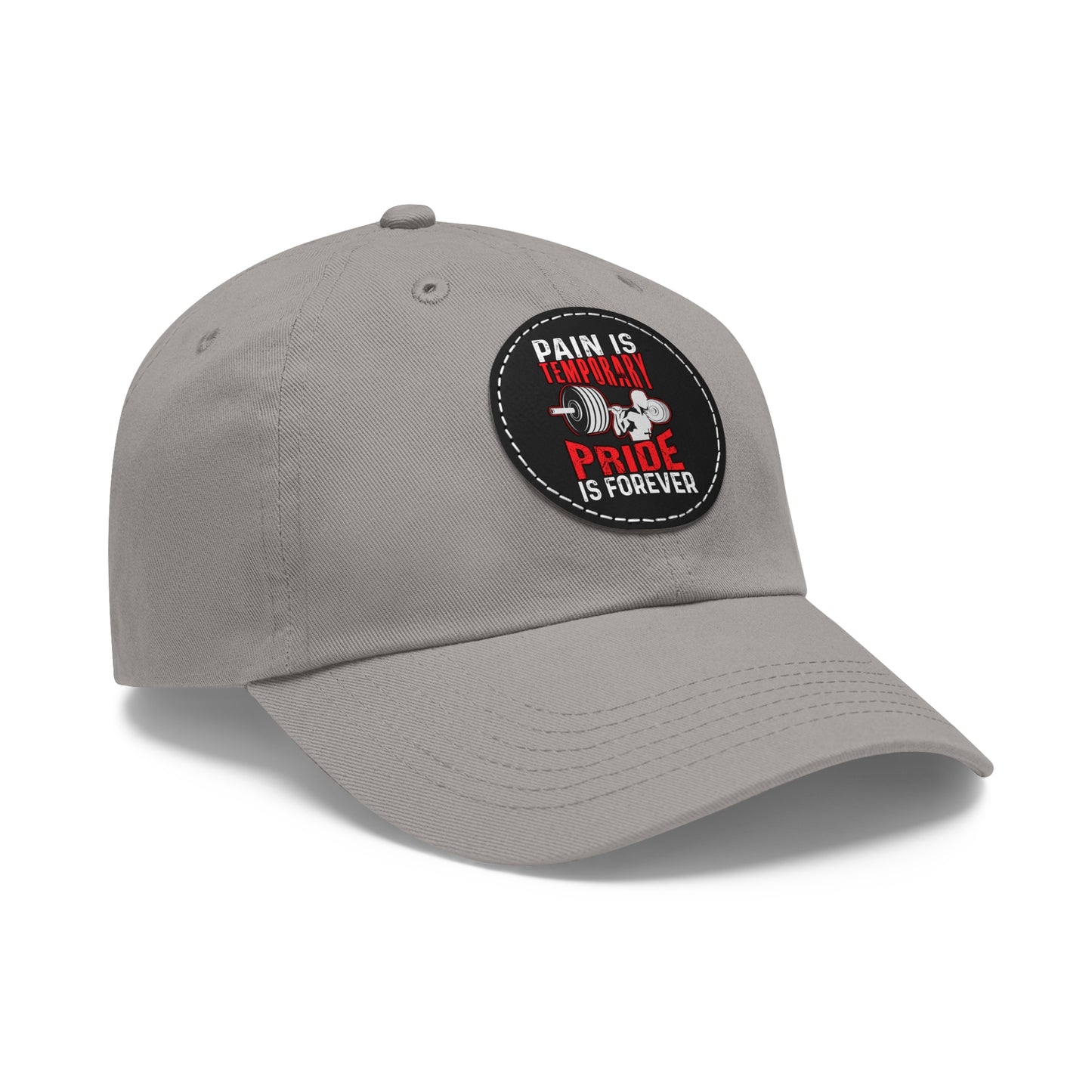 Dad Hat, Workout Cap with Leather Patch - Gym Pride, Motivational Fitness Gift - Round Brim Baseball Cap, Sport Headwear,