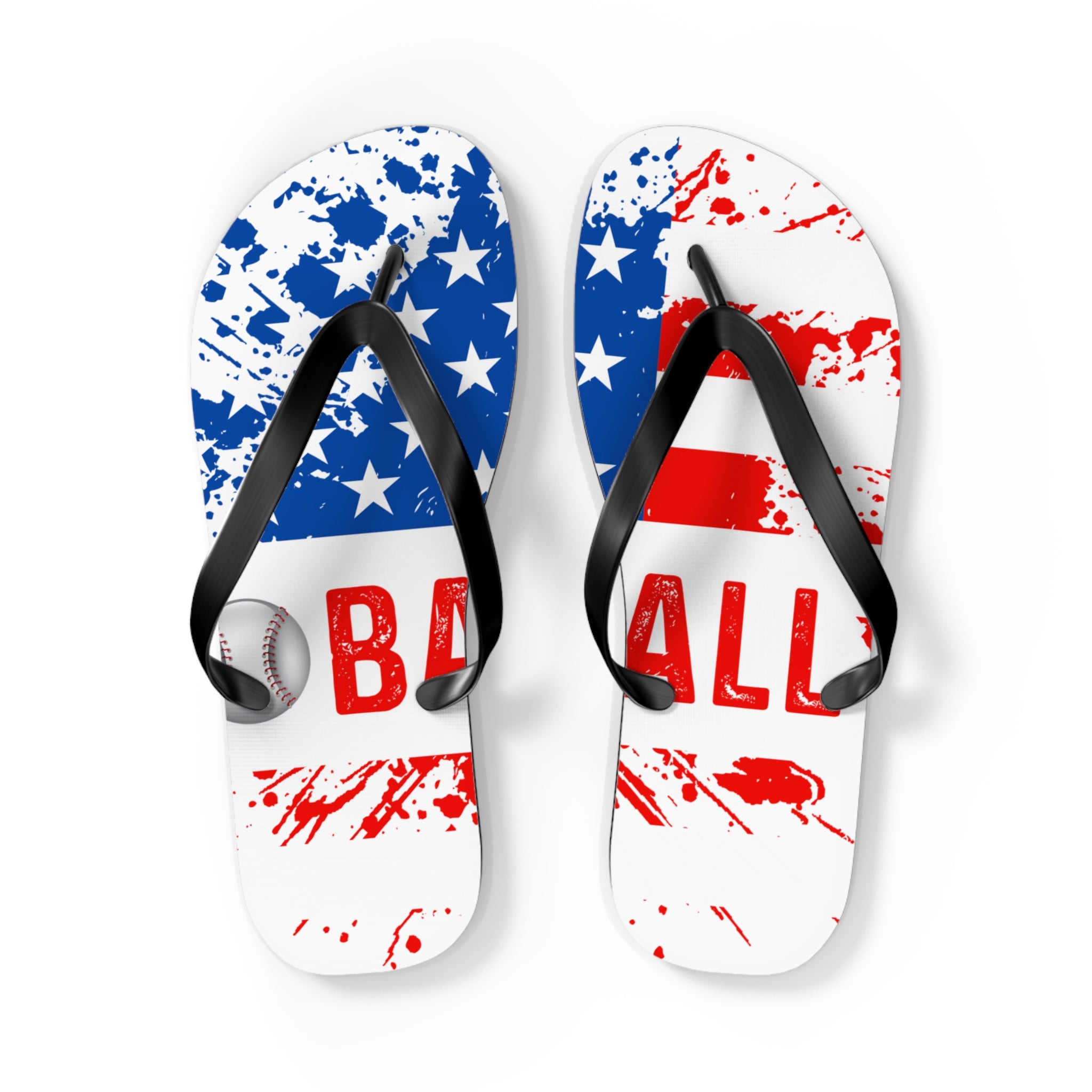 Baseball Themed Flip Flops - Patriotic Summer Footwear