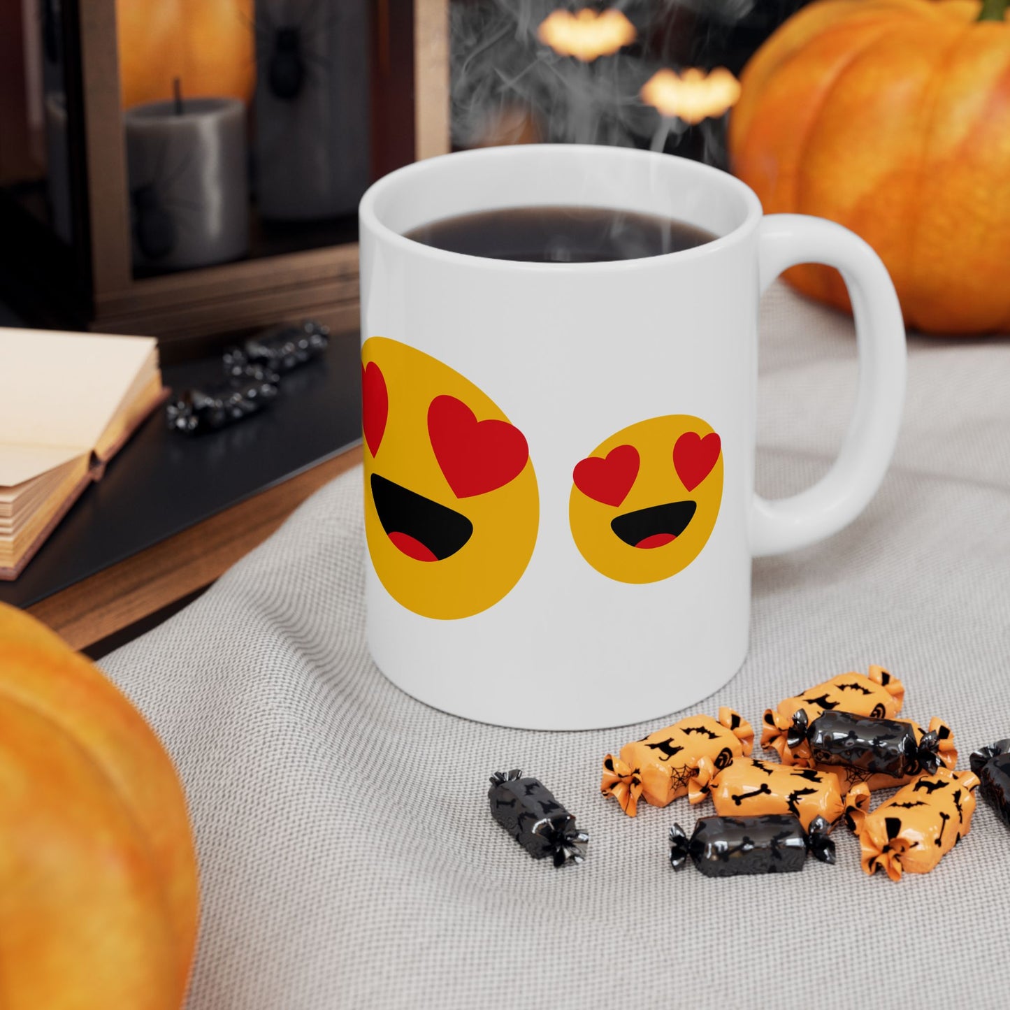 Cute Love Emoji Ceramic Mug - Perfect Gift for Valentine's Day, Coffee Lovers, or Romantic Occasions