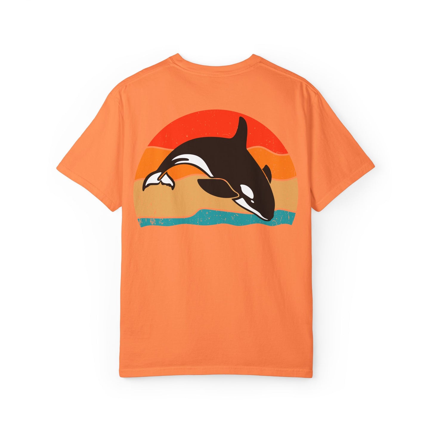 Ocean Sunset Orca Unisex T-Shirt - Relaxed, Vibrant Beach Vibes