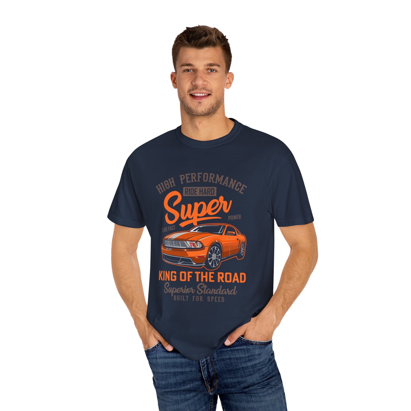 King of the Road T-Shirt - Unisex Garment-Dyed Tee for Car Enthusiasts