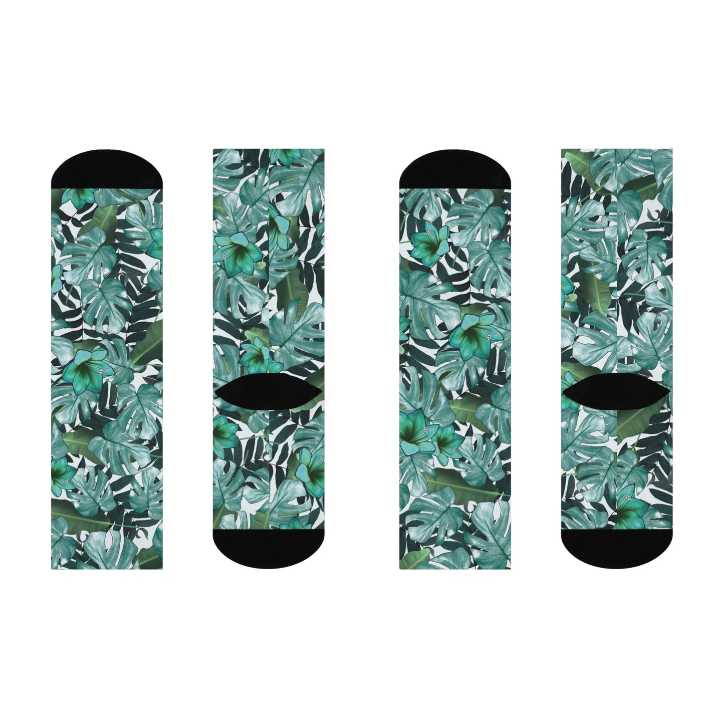 Tropical Botanical Cushioned Crew Socks - Comfort & Style for Nature Lovers