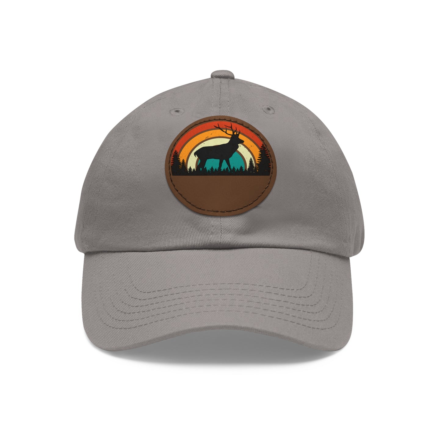 Stylish Dad Hat with Leather Patch - Retro Deer Design