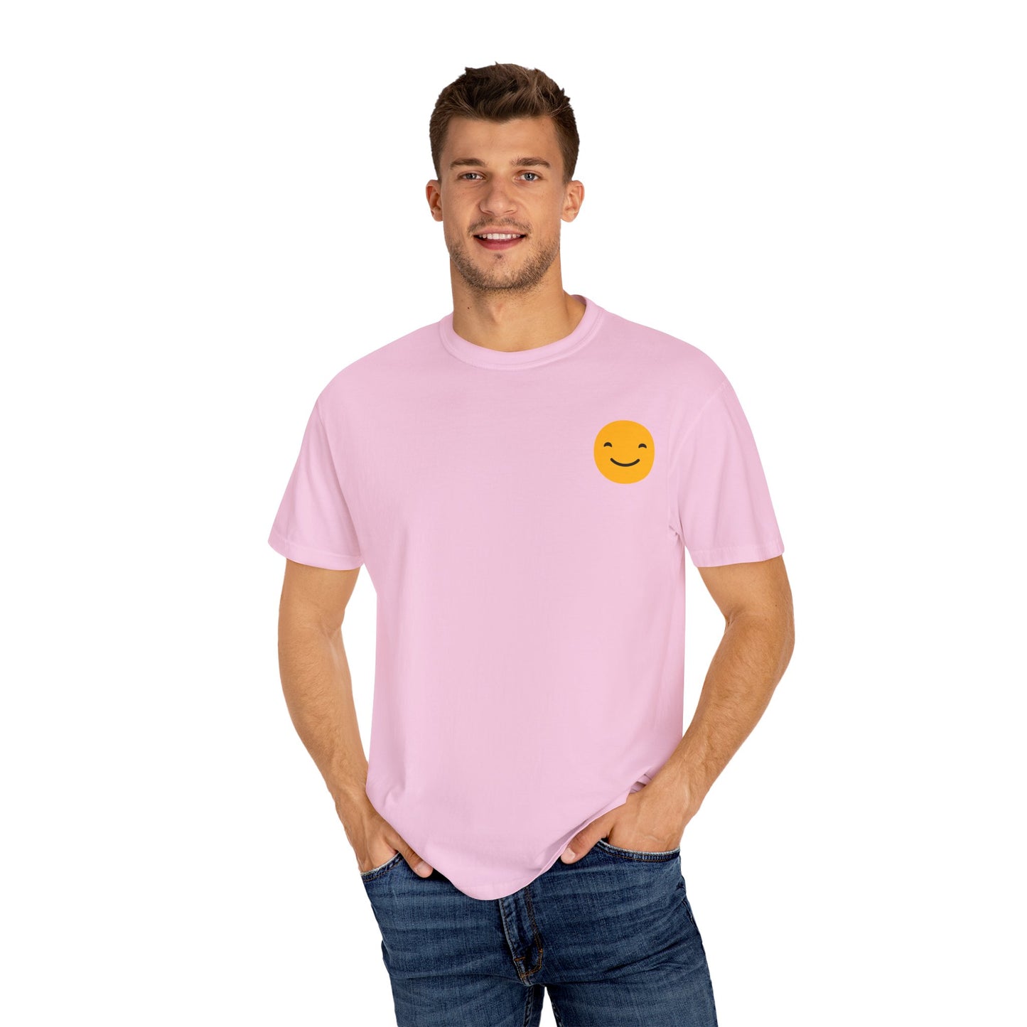 Happy Face Garment-Dyed T-shirt for Positive Vibes