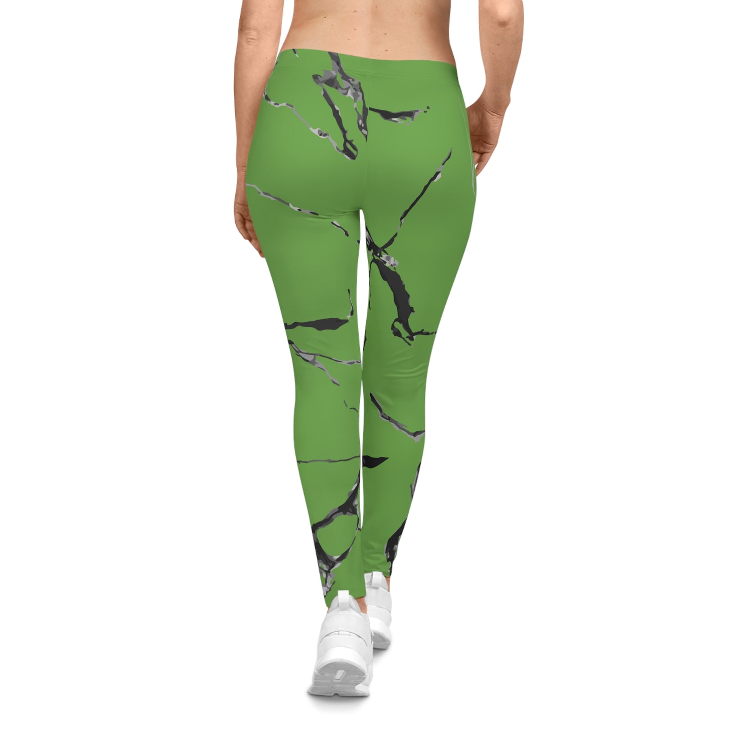 Casual Green Marble Leggings | Stylish Athleisure Wear, Comfortable Workout Pants, Everyday Leggings, Fitness Fashion