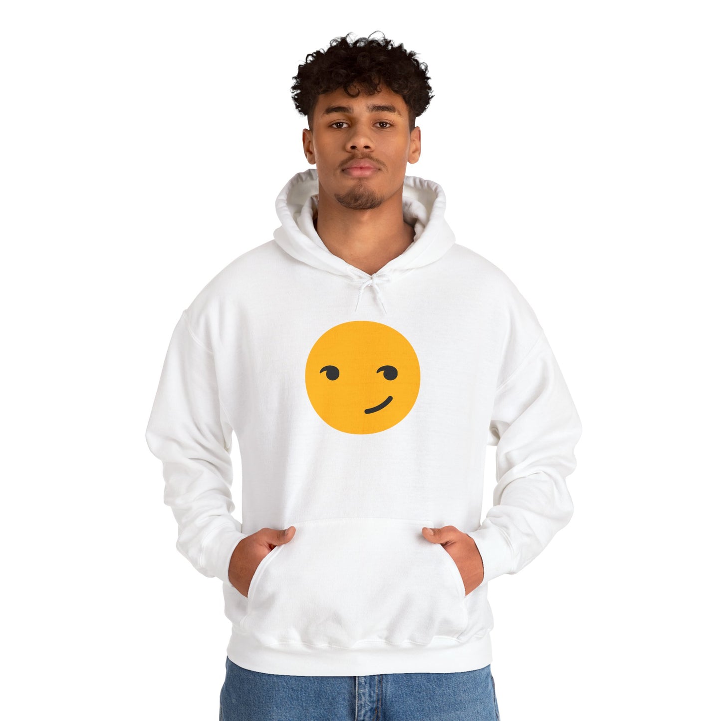 Smiley Face Unisex Heavy Blend Hooded Sweatshirt – Cozy & Playful Comfort for All Occasions