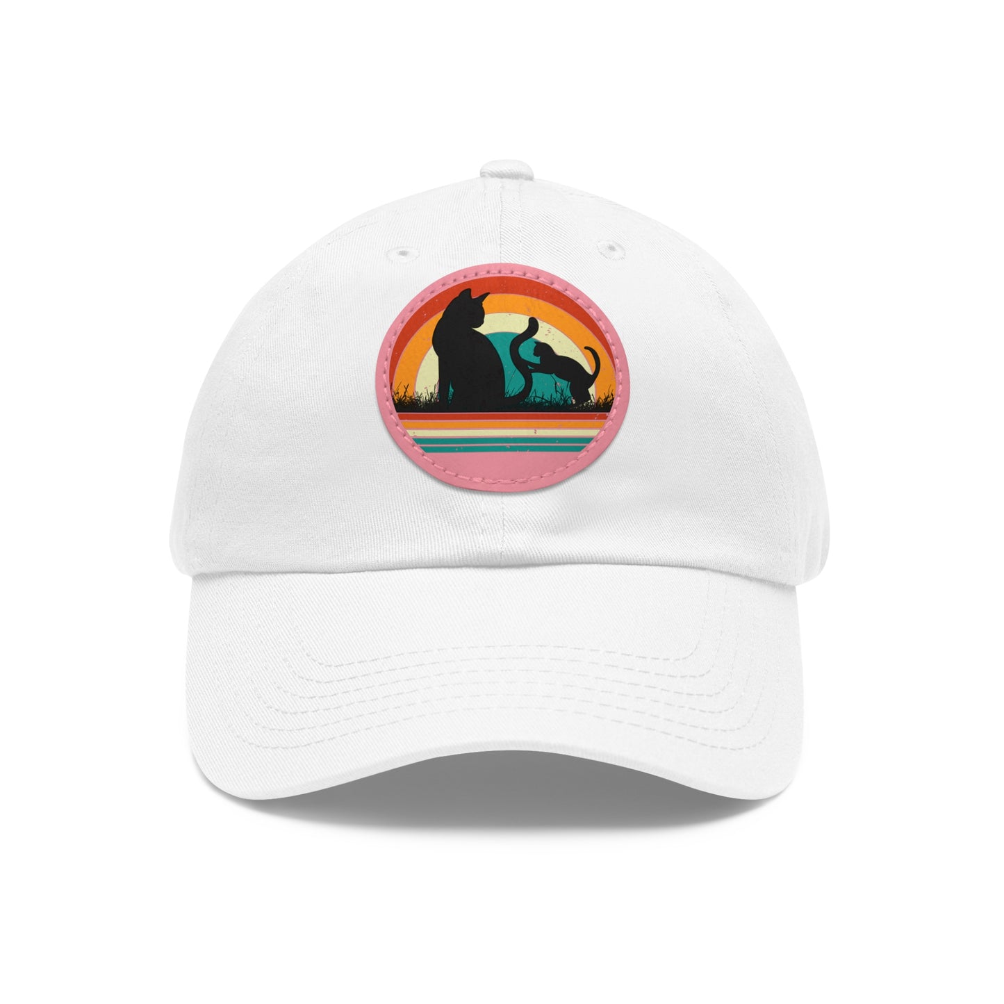 Cats and Sunset Dad Hat - Vintage Leather Patch Cap