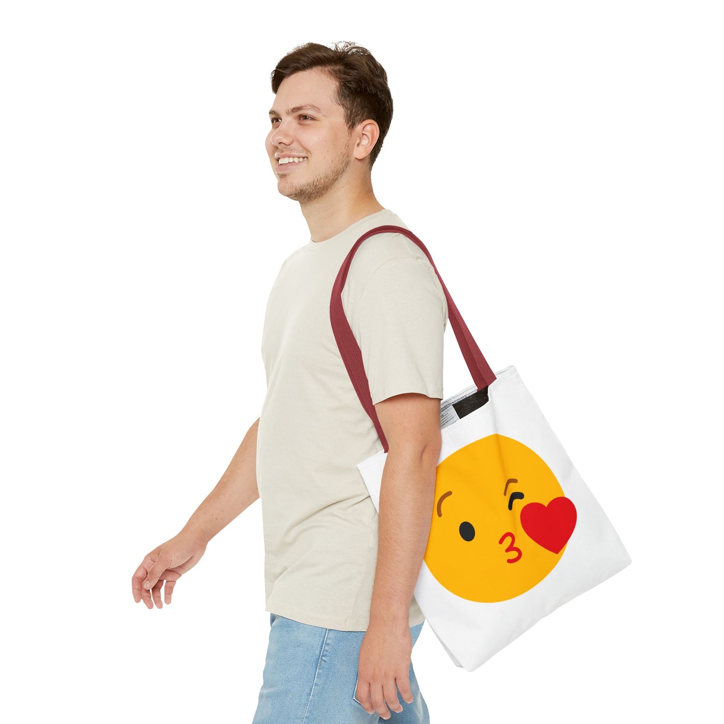 Emoji Kiss Tote Bag, Cute Gift for Friends, Love & Friendship, Reusable Shopping, Fun Casual Bag, Holiday Gifts