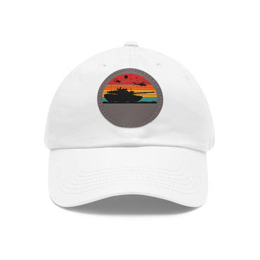 Retro Sunset Dad Hat with Leather Patch