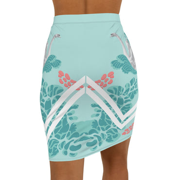 Elegant Swan Print Mid-Waist Pencil Skirt - Chic & Stylish Women's Fashion
