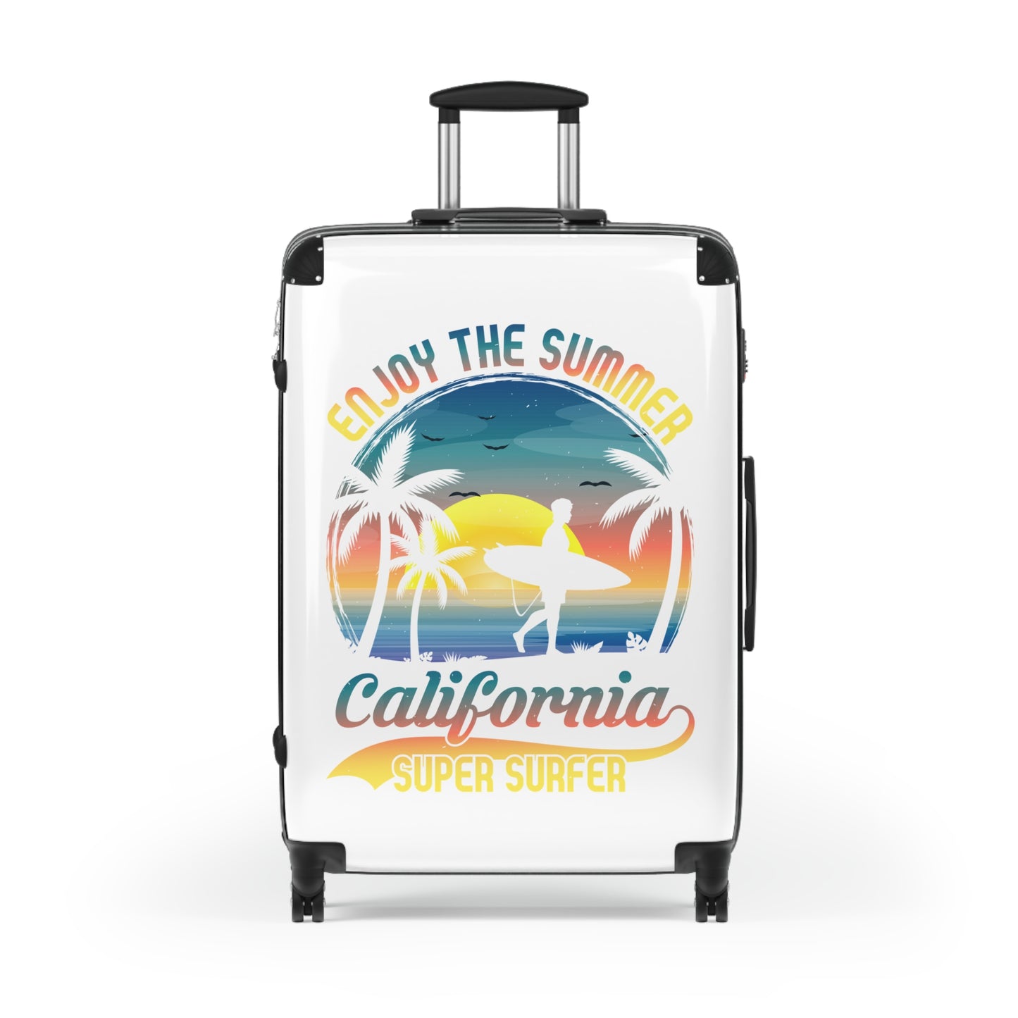 California Super Surfer Suitcase, Summer Travel Luggage, Vacation Bag, Beach Trip Accessory, Fun Travel Gear
