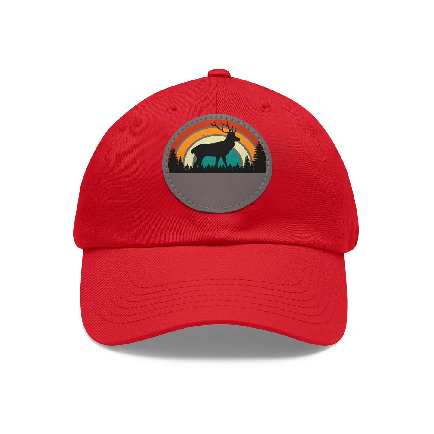 Stylish Dad Hat with Leather Patch - Retro Deer Design