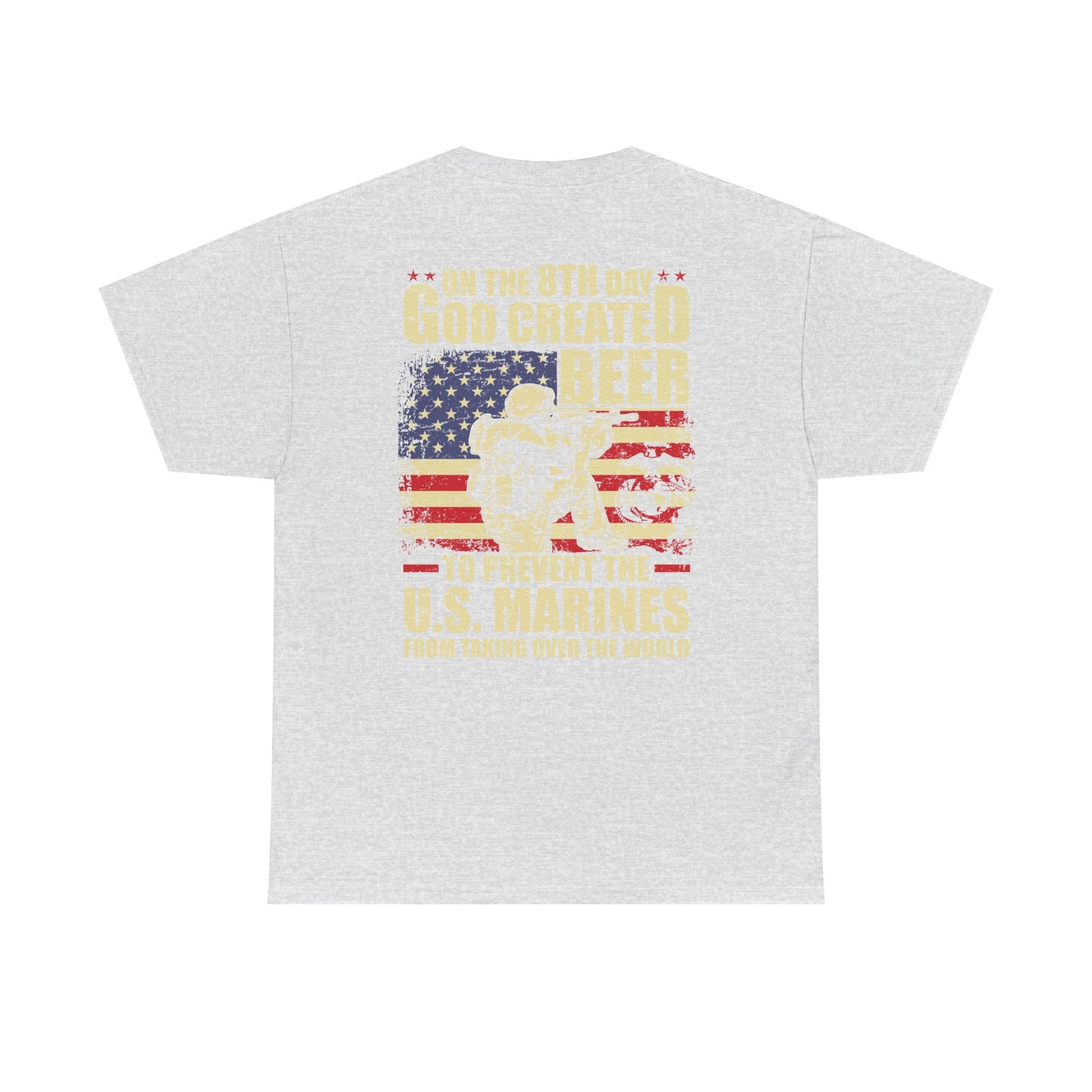 God Created Beer Unisex Heavy Cotton Tee, Fun Patriotic Shirt, Gift for Beer Lovers, US Marines Support, July 4th Celebration