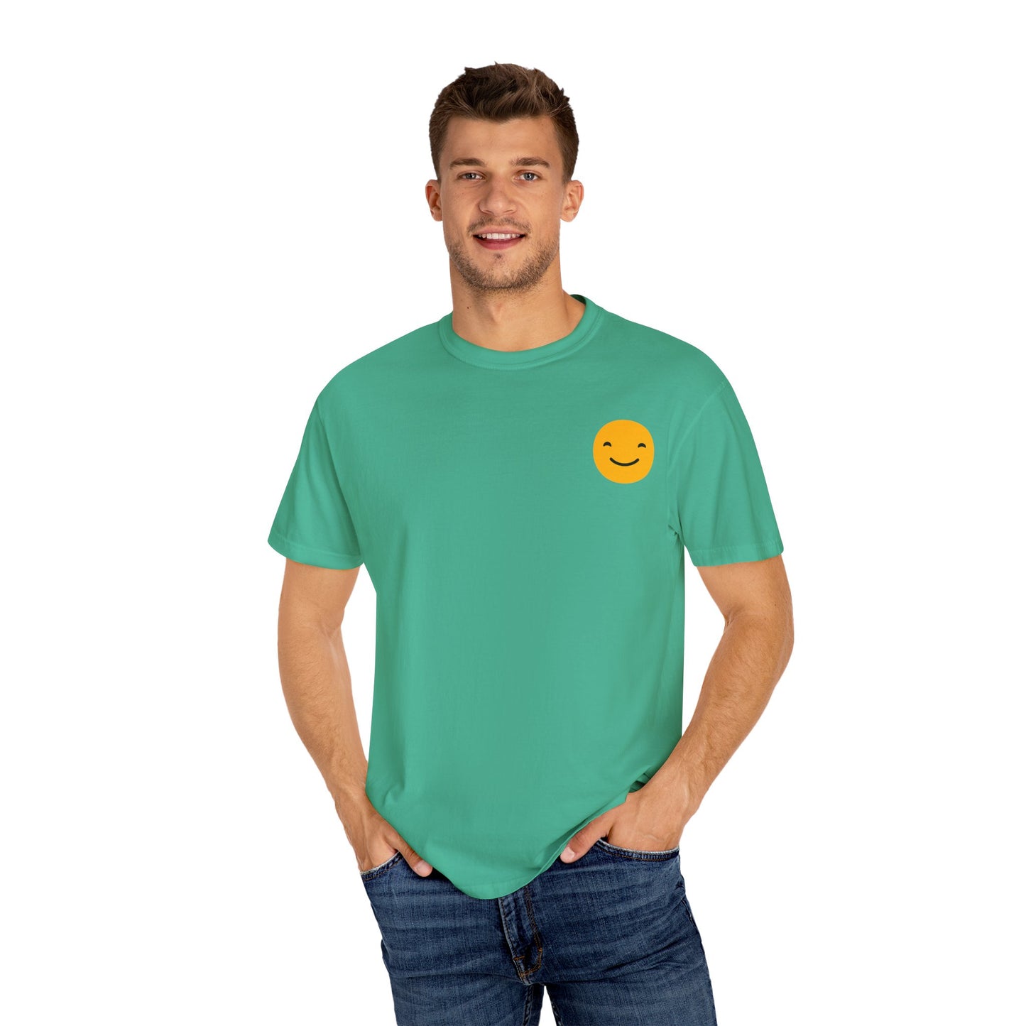 Happy Face Garment-Dyed T-shirt for Positive Vibes