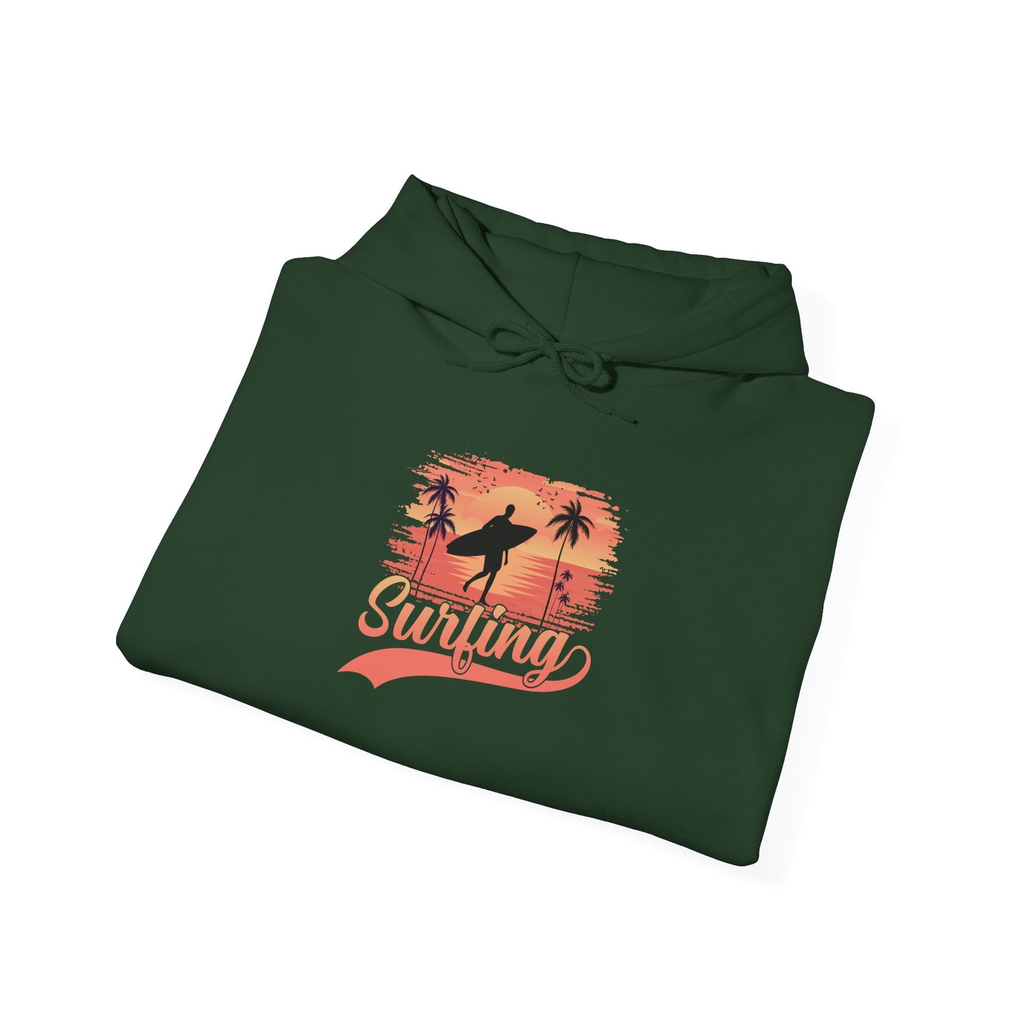 Surfing Vibes Hooded Sweatshirt, Beachwear, Gift for Surfers, Summer Fashion, Casual Wear, Coastal Style