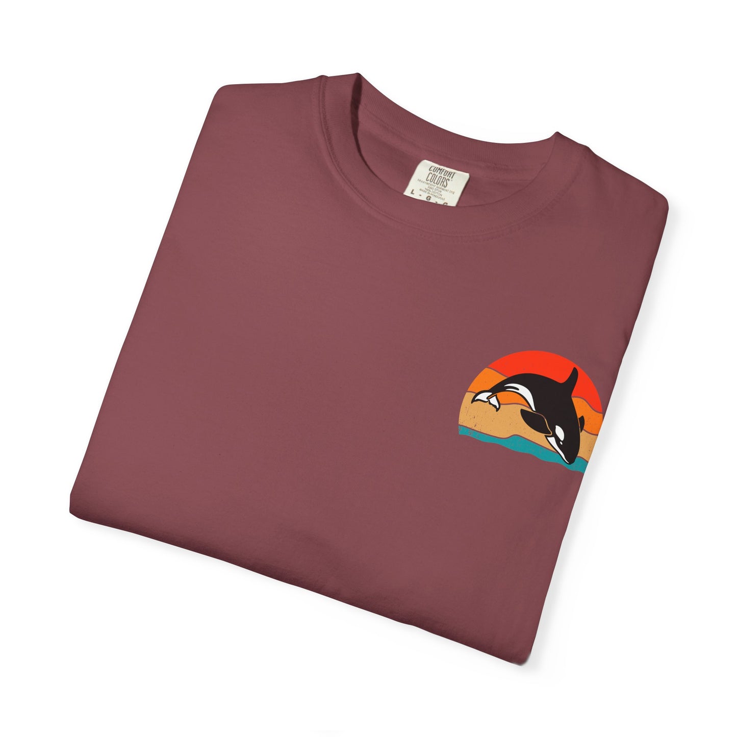 Whale Sunset Graphic T-Shirt - Unisex Garment-Dyed Tee for Ocean Lovers