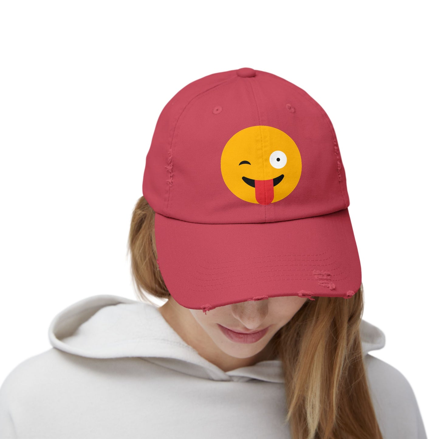 Funny Emoji Distressed Cap for Casual Wear
