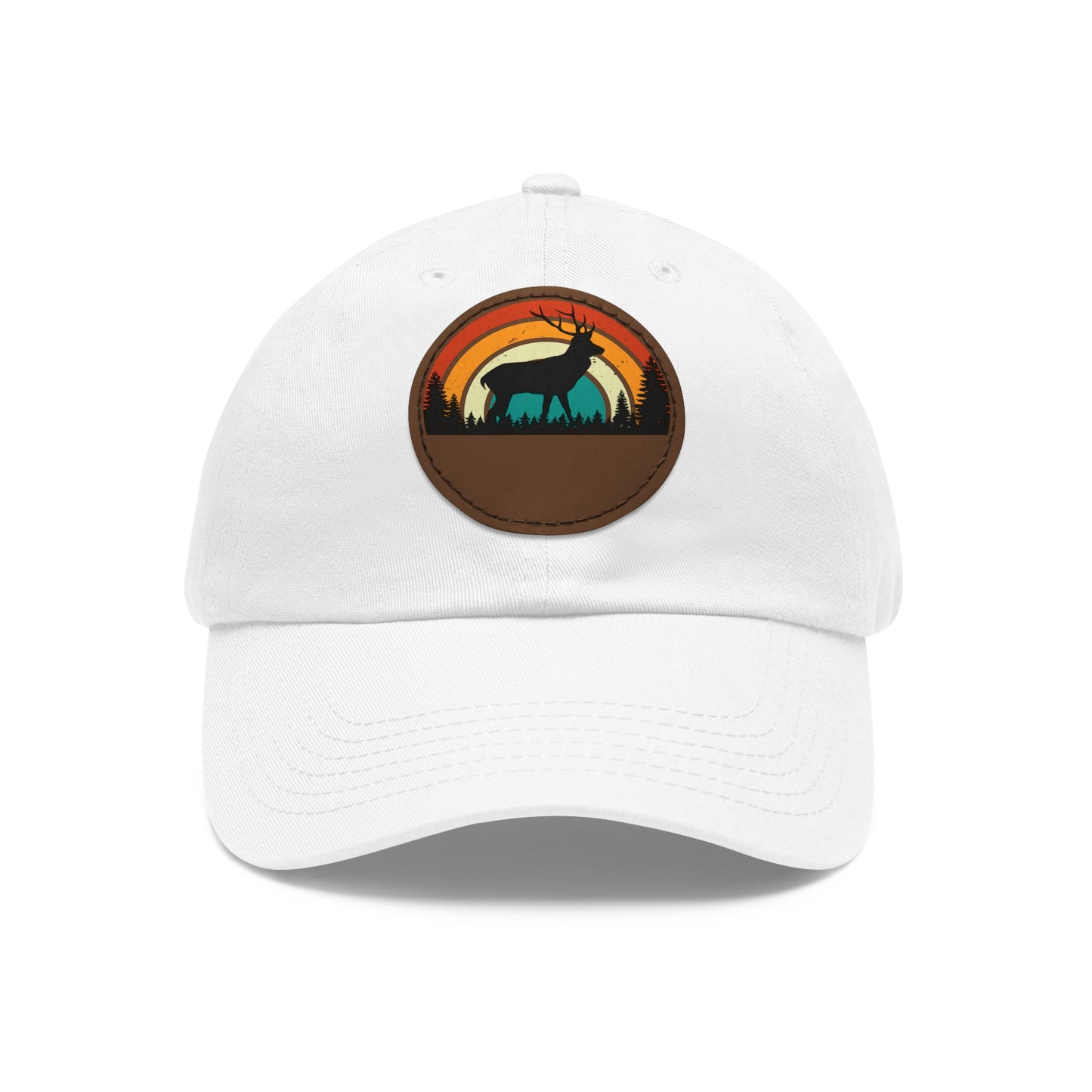 Stylish Dad Hat with Leather Patch - Retro Deer Design