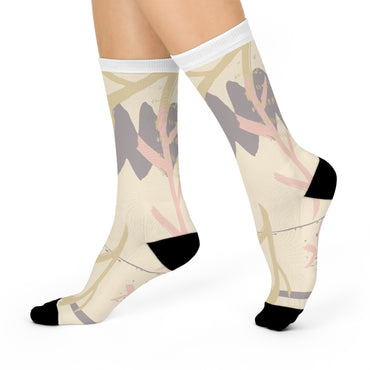 Stylish Cushioned Crew Socks with Artistic Floral Design