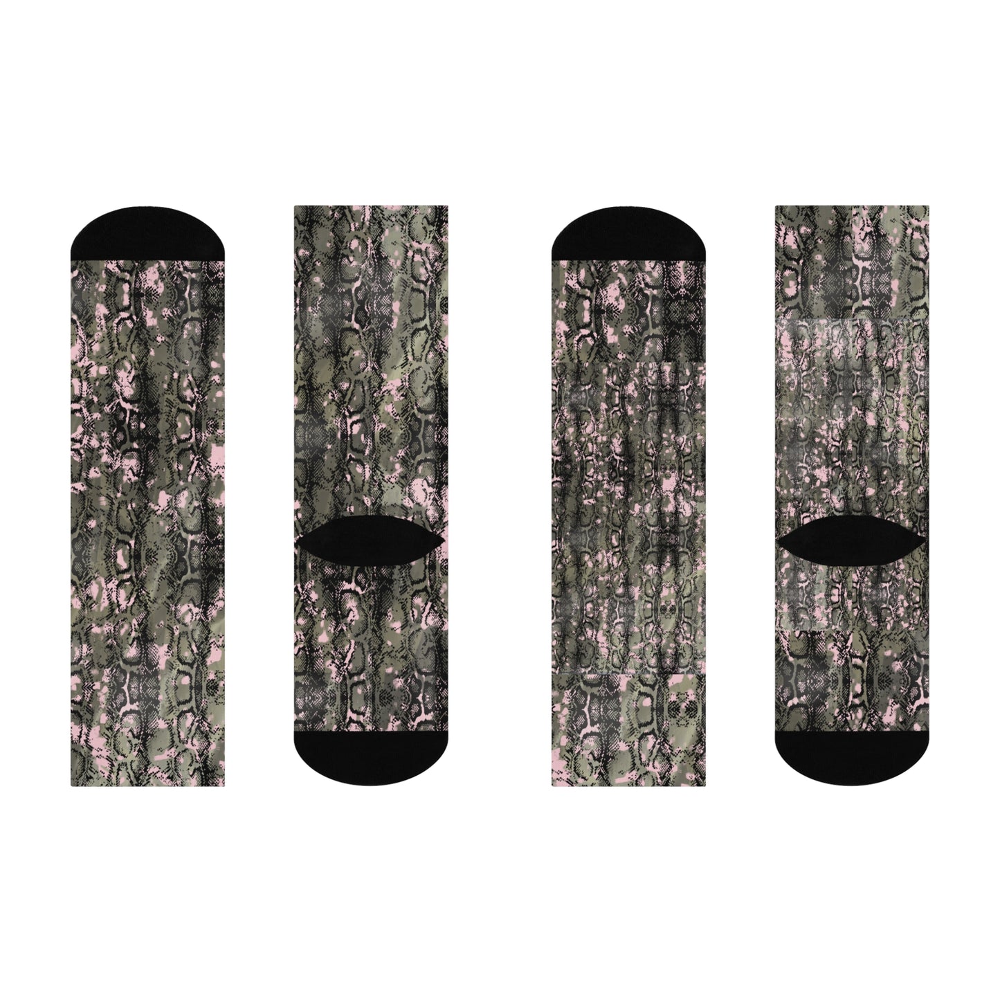 Stylish Cushioned Crew Socks - Snakeskin Design for Comfort & Trend