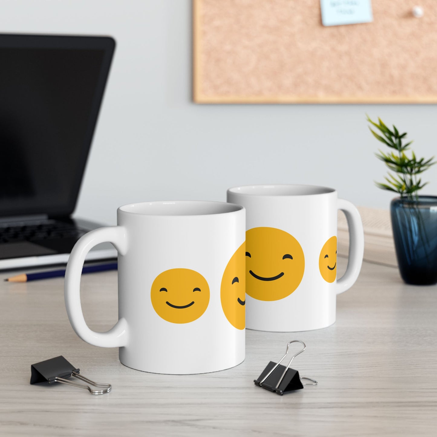 Cheerful Smiley Face Ceramic Mug - 11oz & 15oz for Coffee Lovers