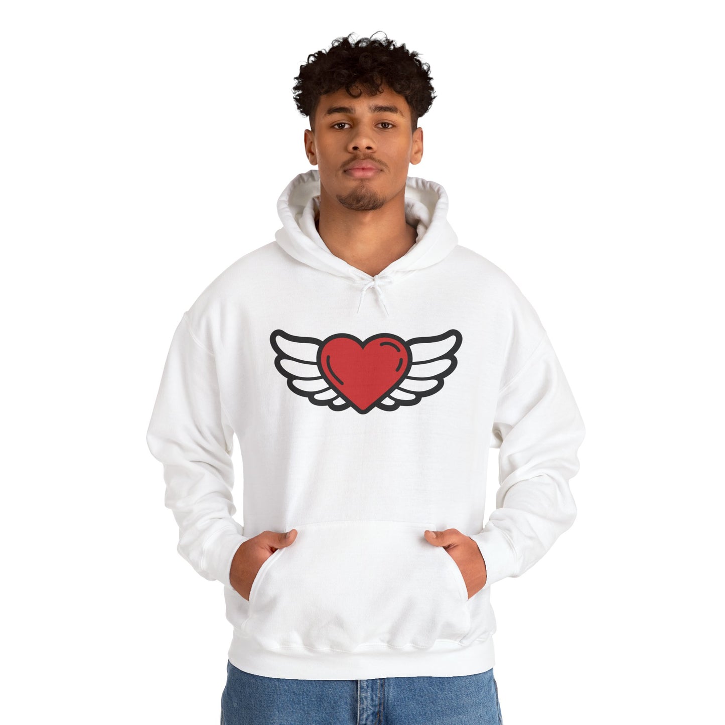 Angel Wings Heart Hoodie - Unisex Heavy Blend™ Sweatshirt for Love & Comfort