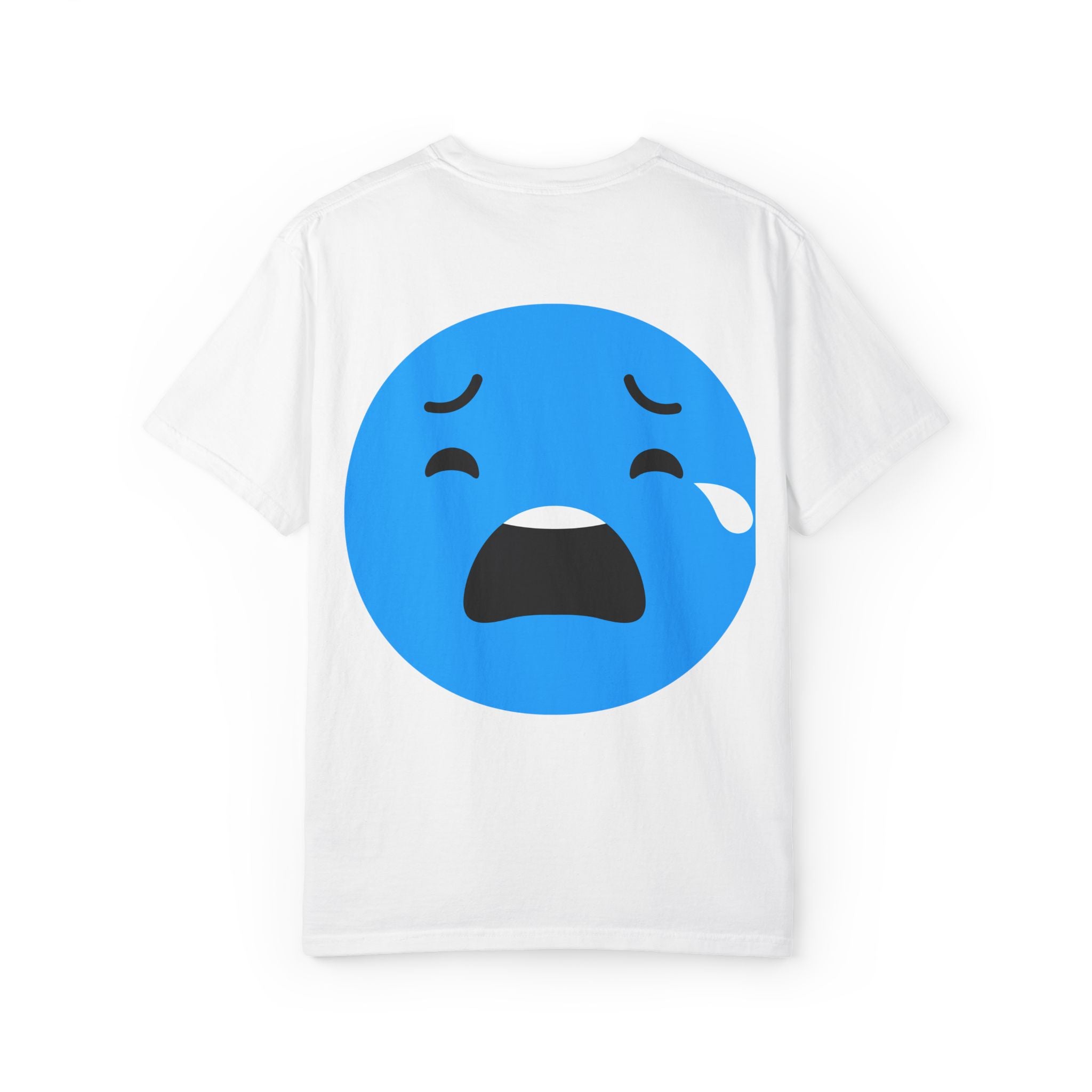 Unisex Garment-Dyed T-Shirt with Sad Emoji Design