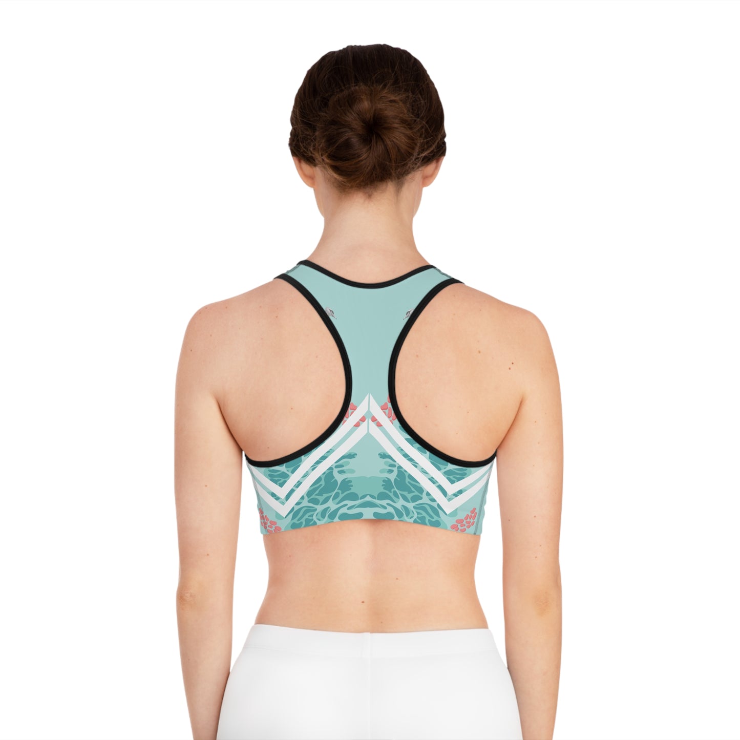 Tropical Vibes Sports Bra with Floral Design