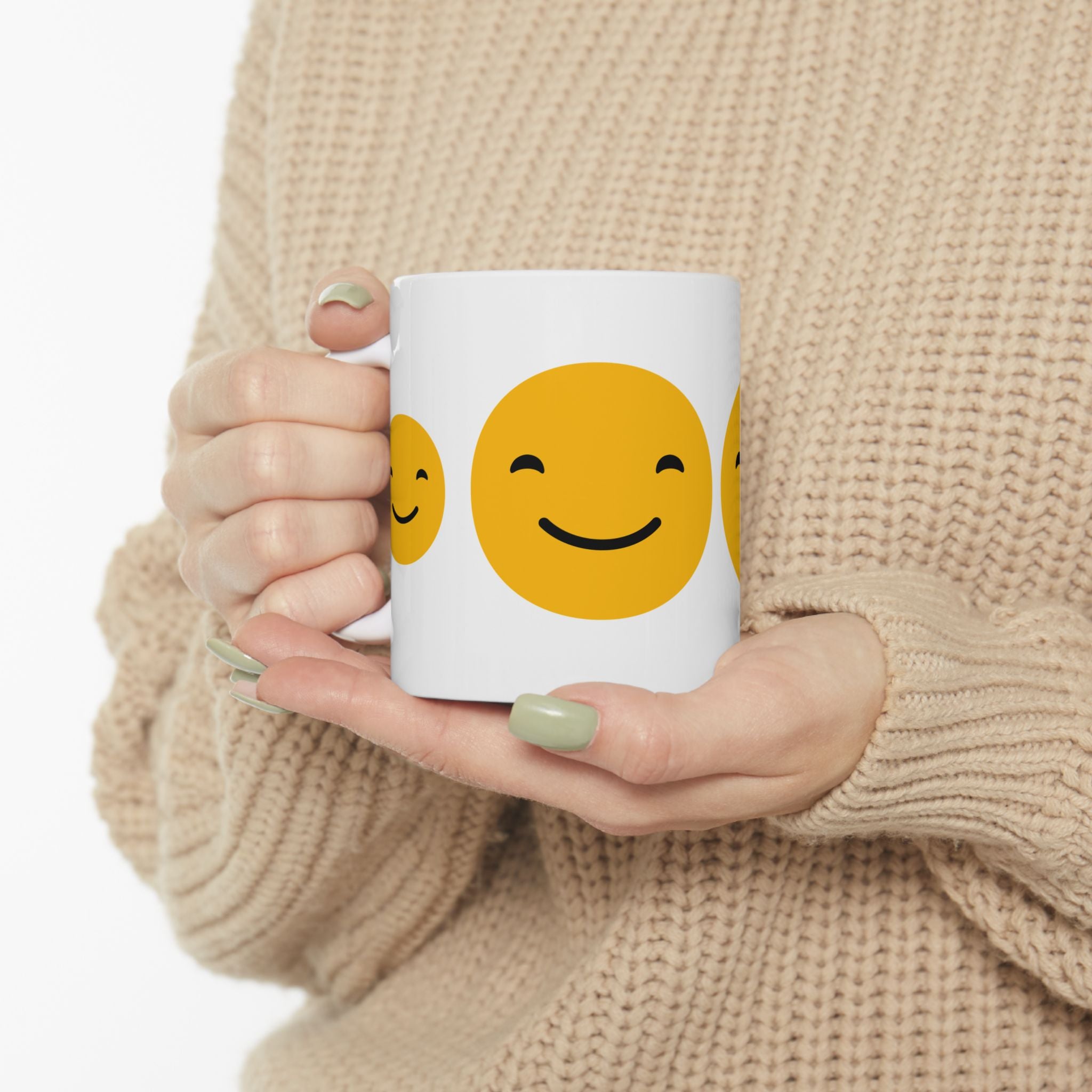 Cheerful Smiley Face Ceramic Mug - 11oz & 15oz for Coffee Lovers