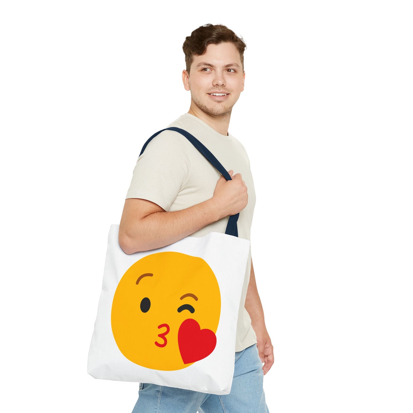 Emoji Kiss Tote Bag, Cute Gift for Friends, Love & Friendship, Reusable Shopping, Fun Casual Bag, Holiday Gifts