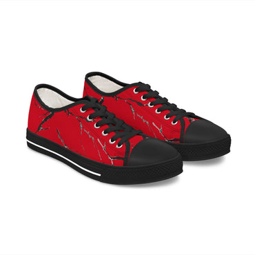 Bold Red Women's Low Top Sneakers - Stylish & Unique Casual Footwear