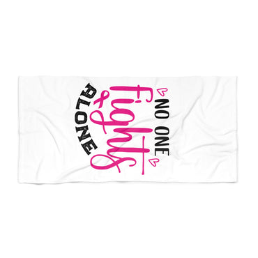 Inspirational Beach Towel - 'No One Fights Alone' - Perfect for Support, Motivational Gift, Cancer Awareness, Summer Days, Poolside Fun