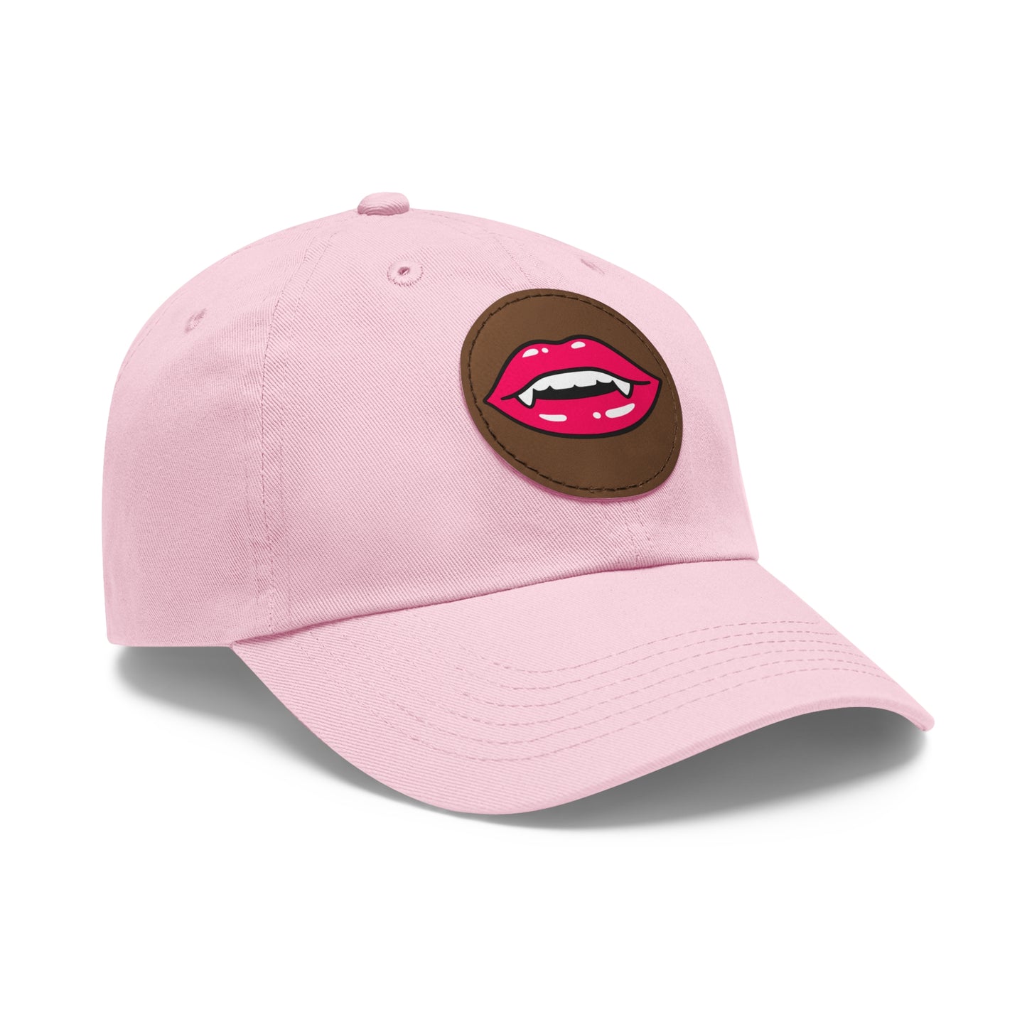Hat for Men, Stylish Summer Dad Cap with Leather Patch, Trendy Bold Lip Design, Casual Baseball Hat, Fashionable Accessory
