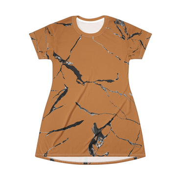 Chic Marble Print T-Shirt Dress - Stylish Casual Wear, Everyday Dress, Summer Fashion, Unique Gift, Graphic Tee Dress