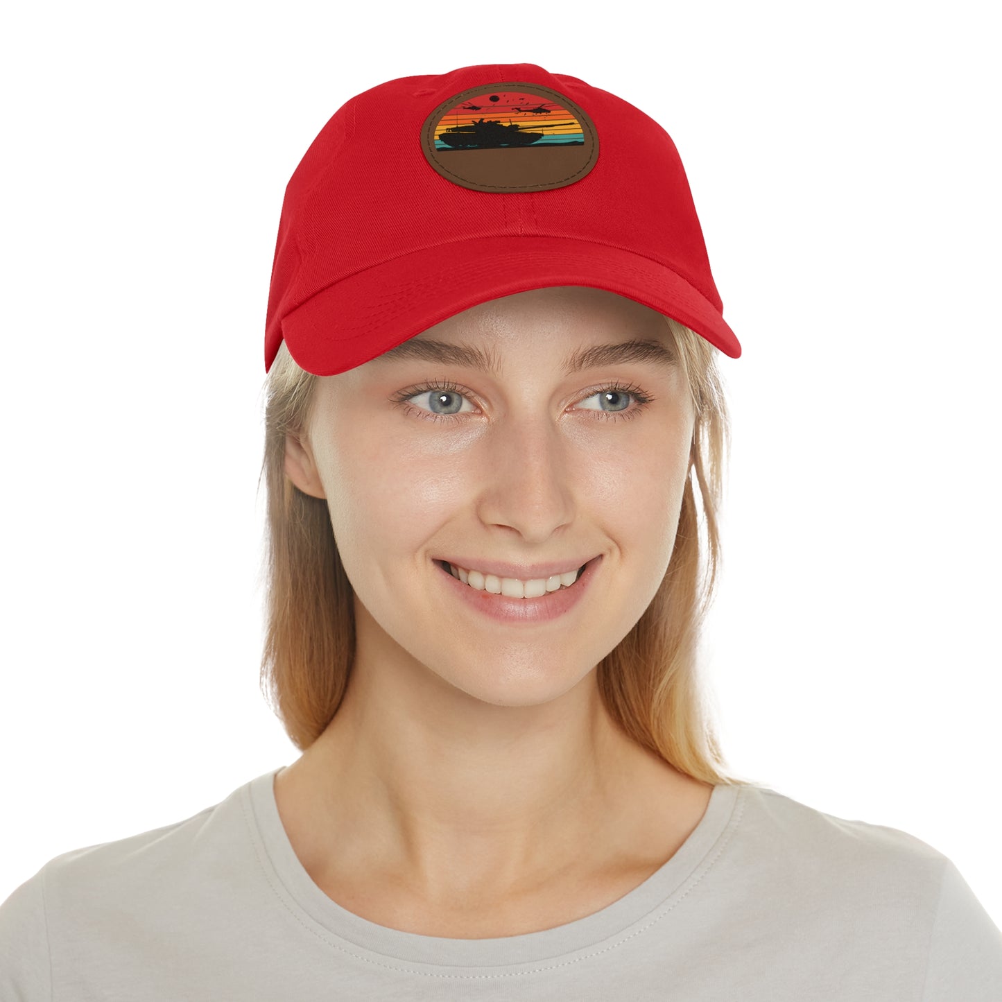 Retro Sunset Dad Hat with Leather Patch