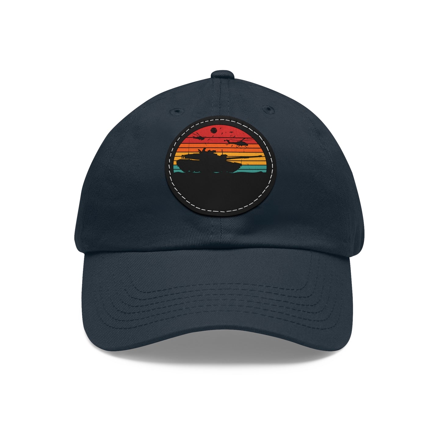 Retro Sunset Dad Hat with Leather Patch