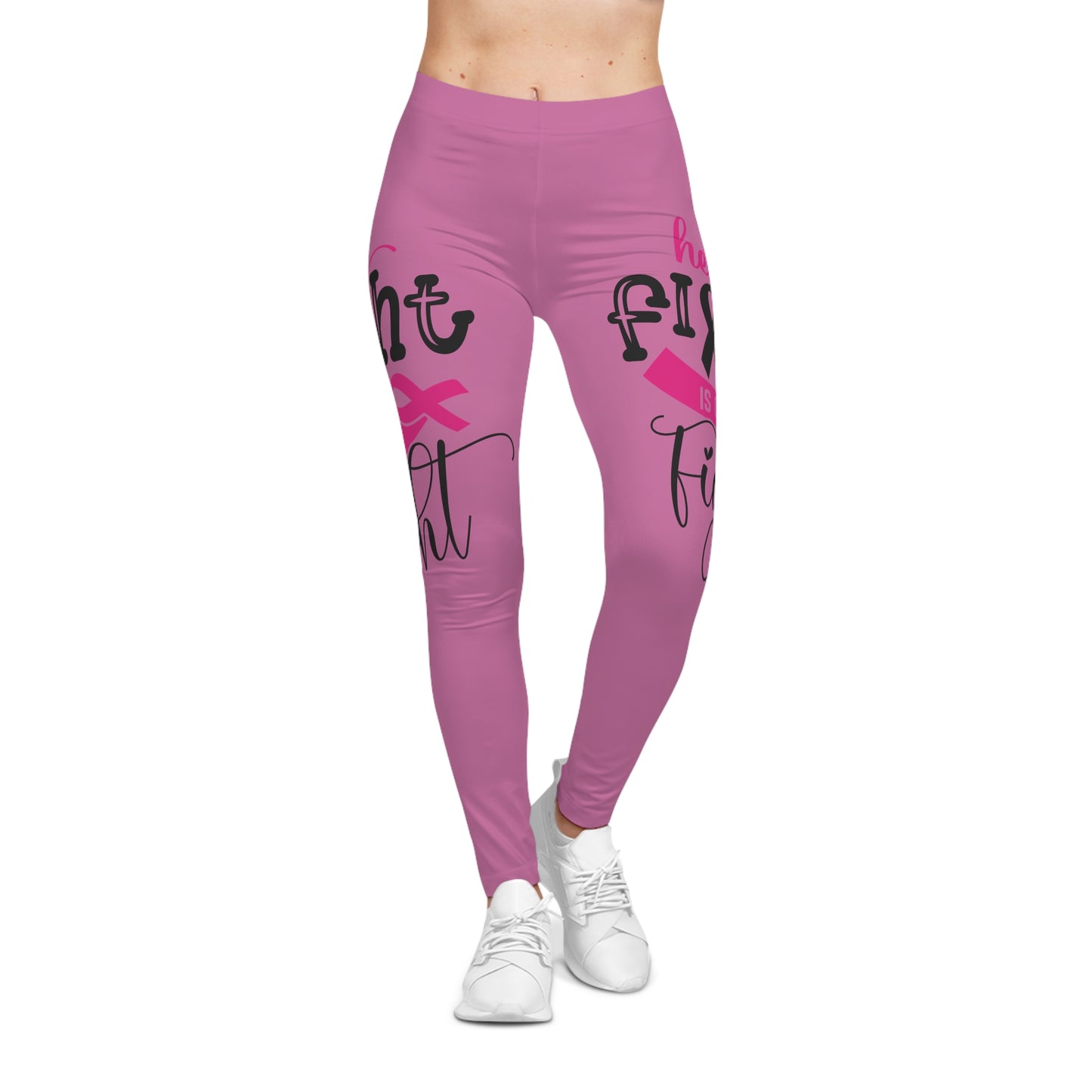 Pink Ribbon Cancer Awareness Leggings, Inspirational Workout Pants, Breast Cancer Support Gear, Fitness Apparel, Casual Activewear