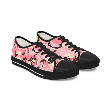 Feminine Pink Camo Low Top Sneakers - Stylish & Trendy Women's Casual Footwear