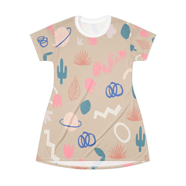 Fun Casual T-Shirt Dress with Whimsical Patterns