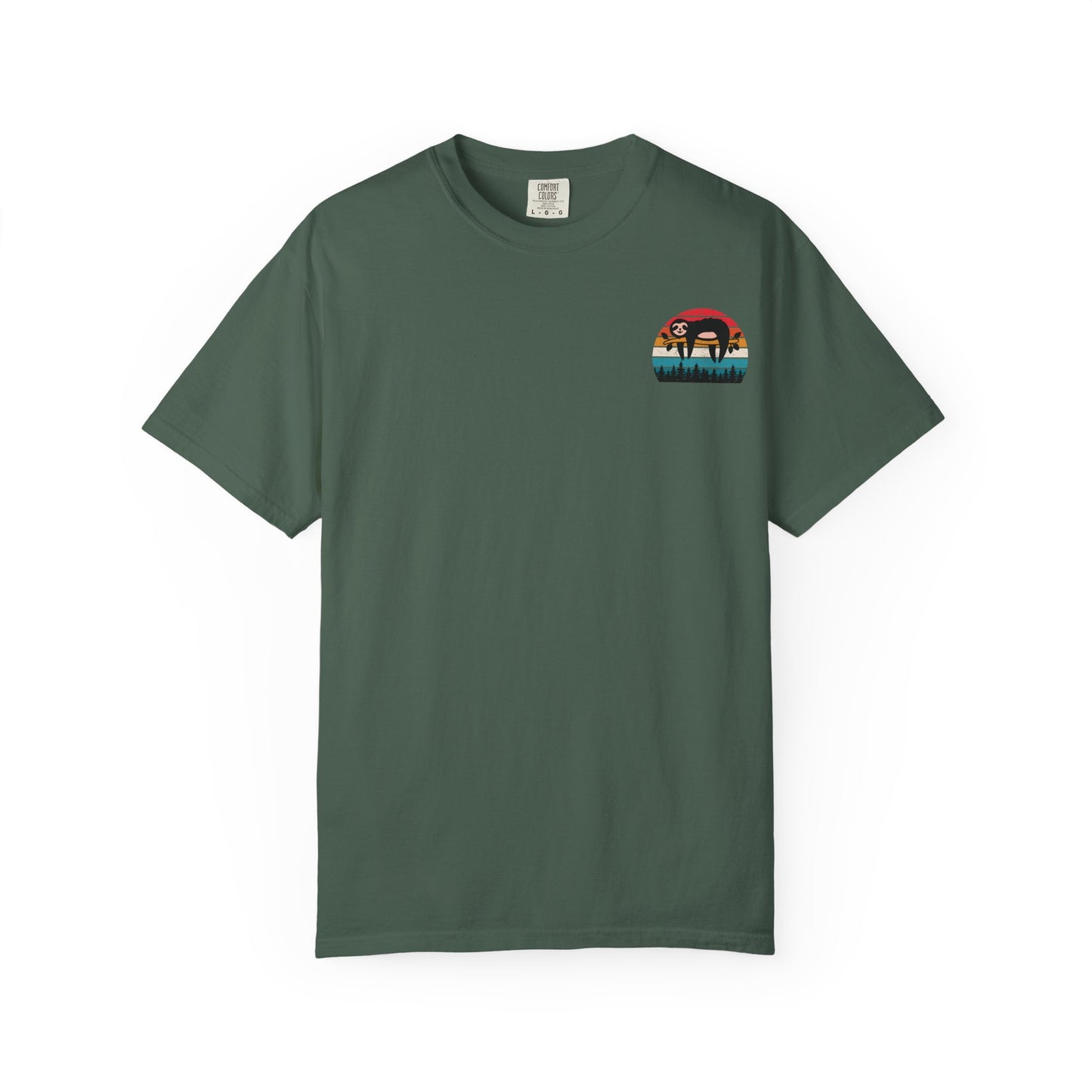 Chill Vibes Unisex Garment-Dyed T-Shirt - Retro Sloth & Sunset Design