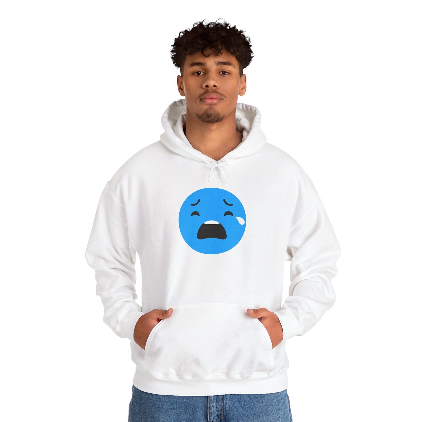 Emotional Expression Hoodie - Unisex Heavy Blend with Sad Face Design