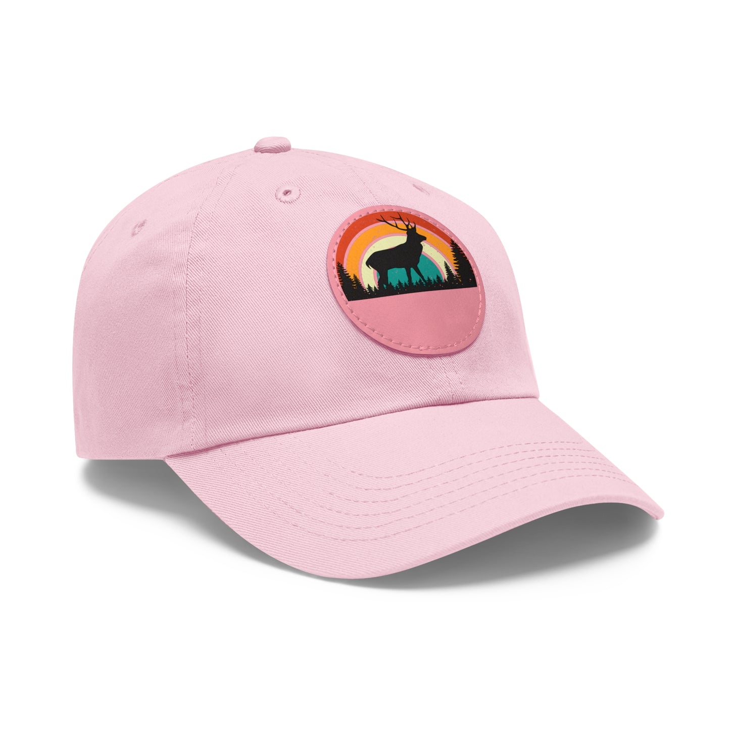 Stylish Dad Hat with Leather Patch - Retro Deer Design