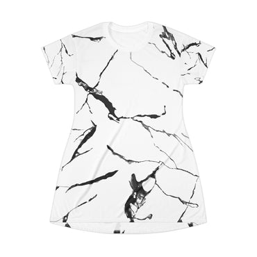 Chic Marble Print T-Shirt Dress, Stylish Casual Wear for Women, Summer Fashion, Gift for Her, Relaxed Fit Dress, Everyday Dress