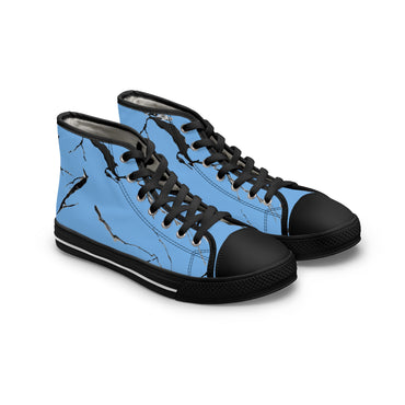 Stylish Women's High Top Sneakers with Elegant Blue Marble Design