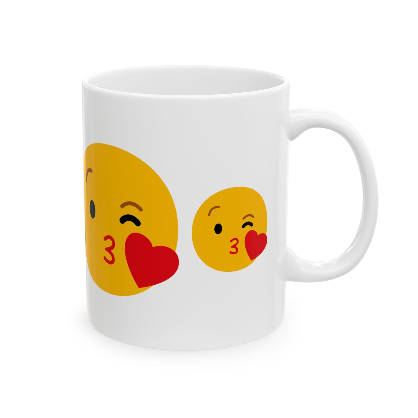 Kiss Emoji Ceramic Mug | Cute 11oz & 15oz Coffee Cup for Love & Friendship