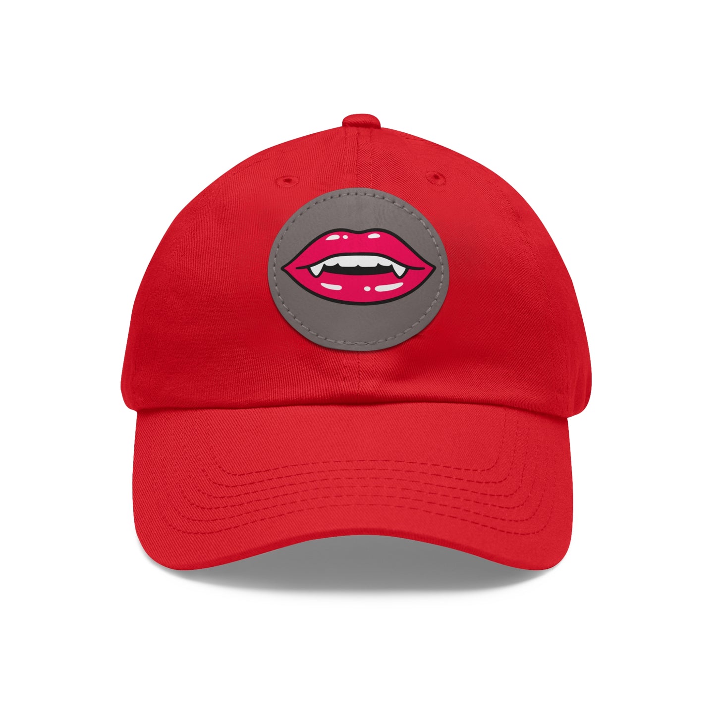 Hat for Men, Stylish Summer Dad Cap with Leather Patch, Trendy Bold Lip Design, Casual Baseball Hat, Fashionable Accessory