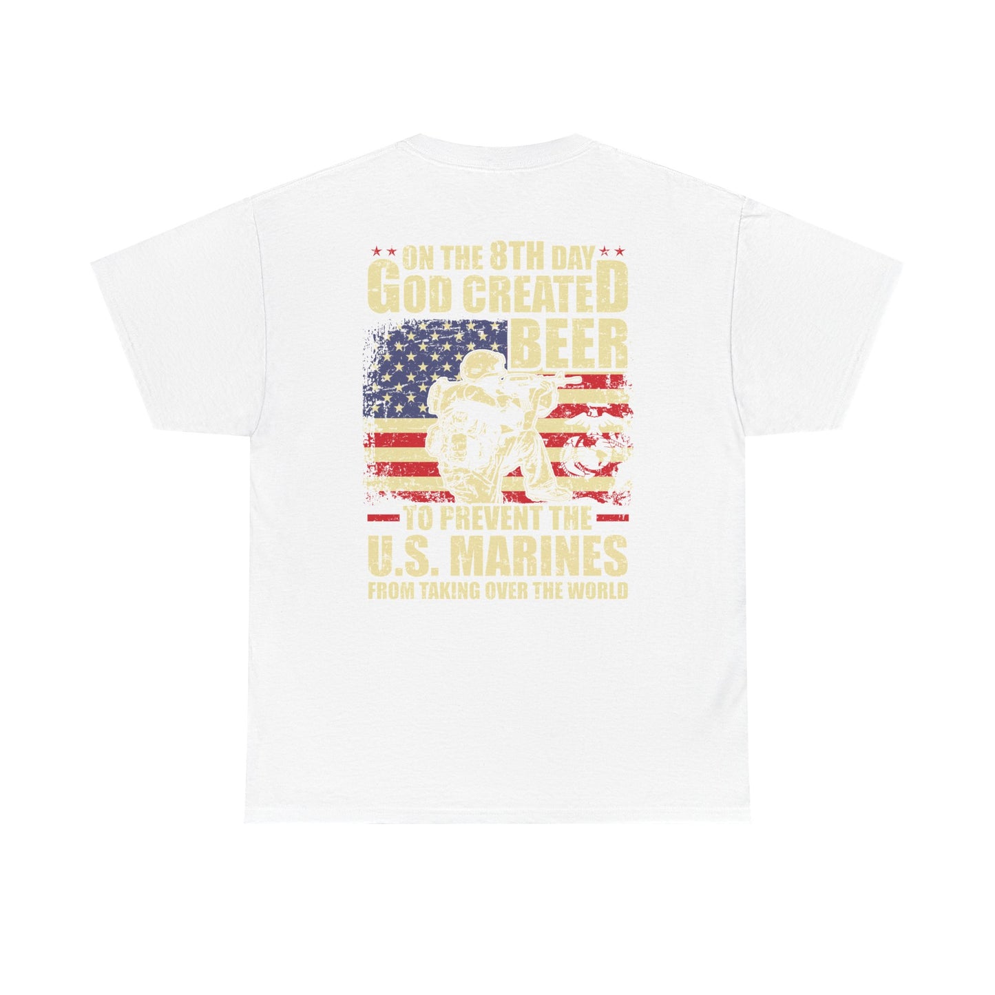 God Created Beer Unisex Heavy Cotton Tee, Fun Patriotic Shirt, Gift for Beer Lovers, US Marines Support, July 4th Celebration