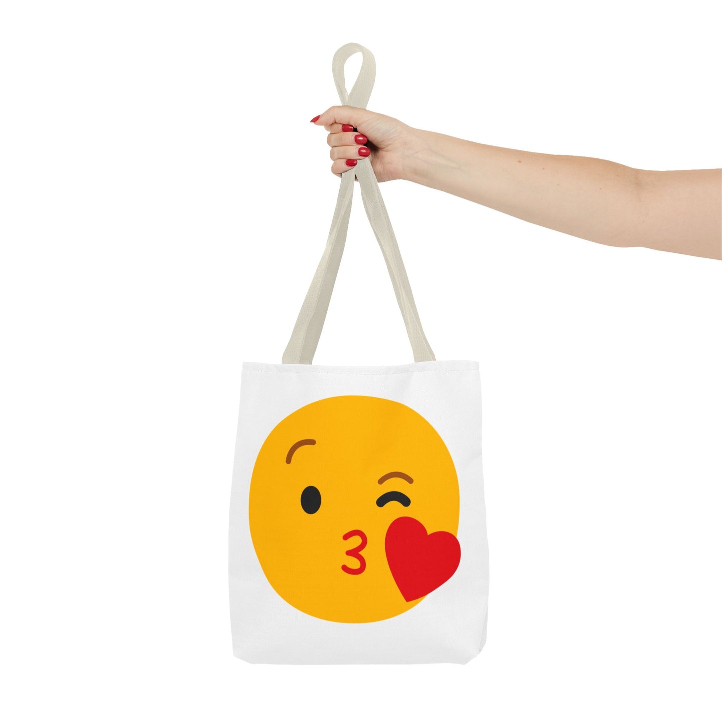 Emoji Kiss Tote Bag, Cute Gift for Friends, Love & Friendship, Reusable Shopping, Fun Casual Bag, Holiday Gifts