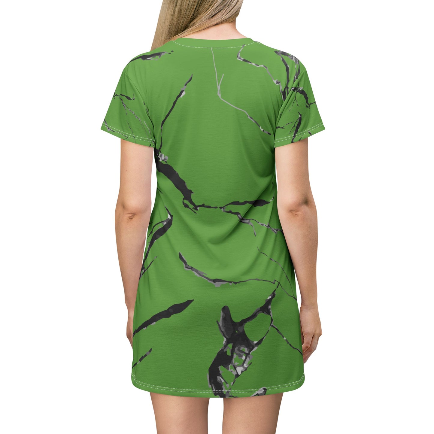 Trendy Green Marble T-Shirt Dress, Casual Summer Dress, Everyday Wear, Gift for Her, Unique Fashion Statement