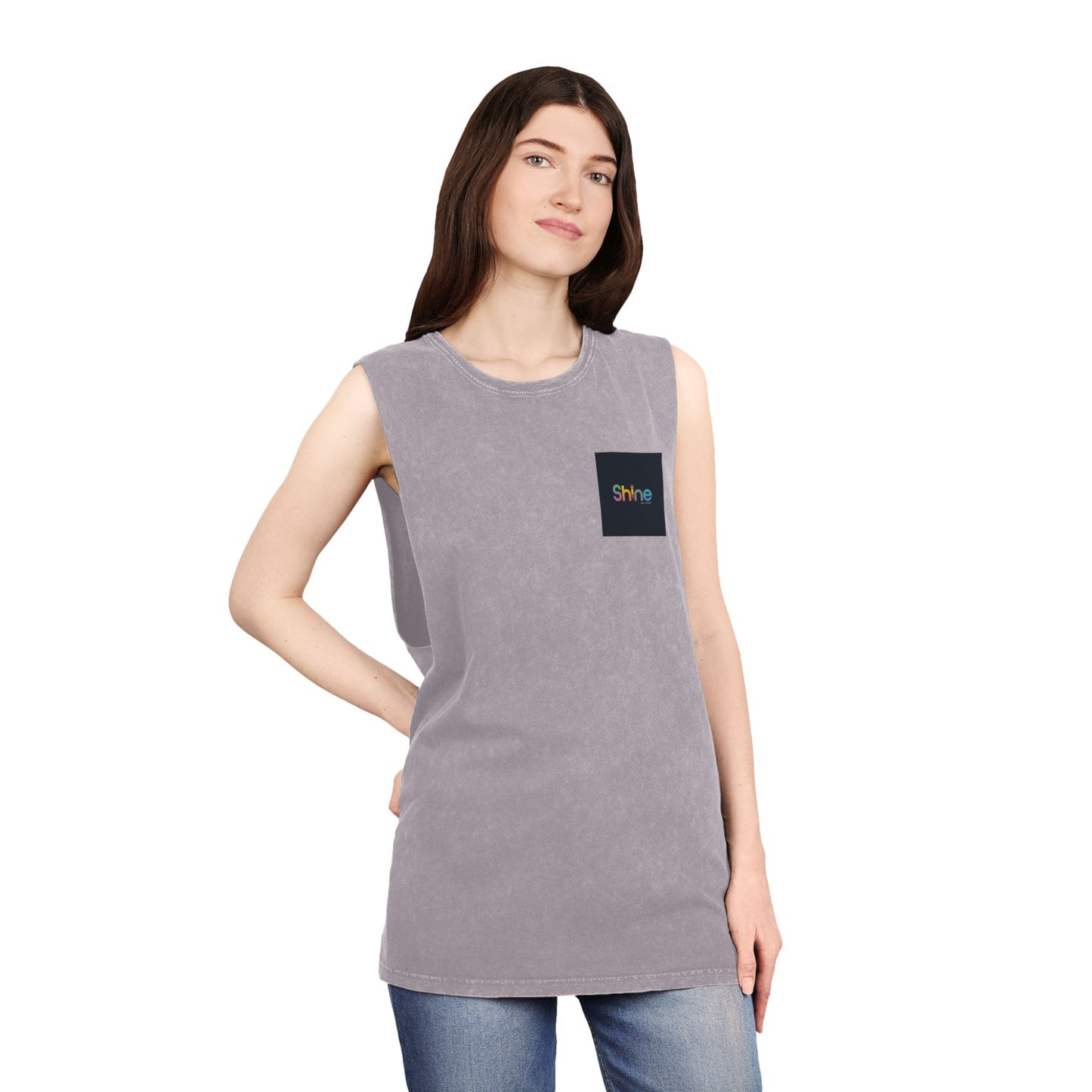 Unisex Stonewash Tank Top - Shine Graphic Tee for Summer Adventures